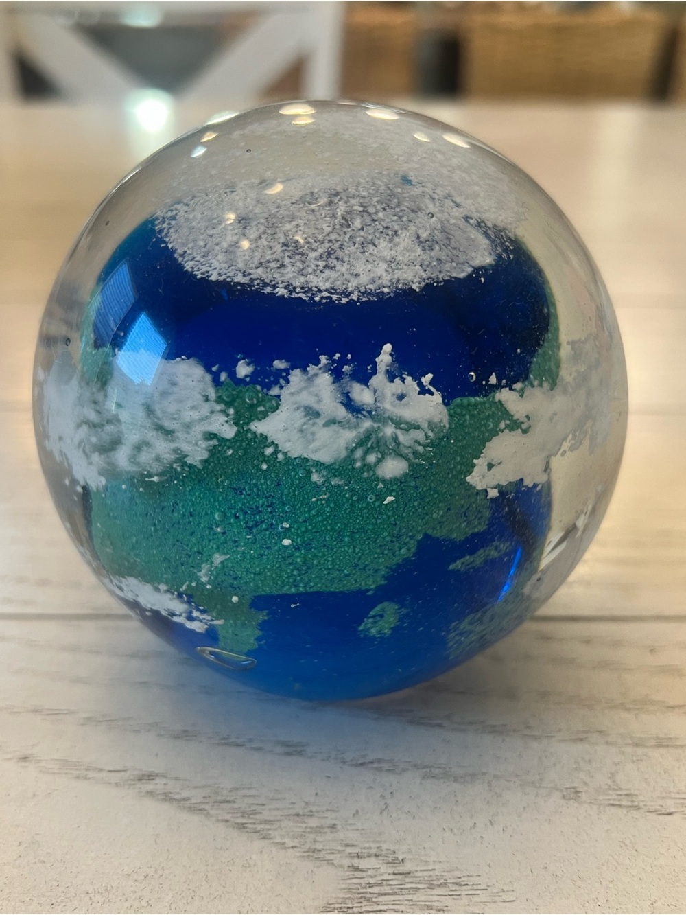 Dynasty Gallery Blue & Green with White Swirls Glass Art/Paperweight